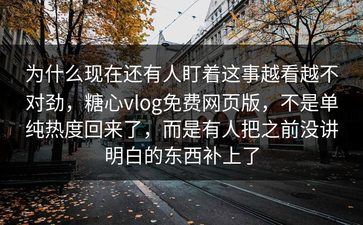 为什么现在还有人盯着这事越看越不对劲，糖心vlog免费网页版，不是单纯热度回来了，而是有人把之前没讲明白的东西补上了
